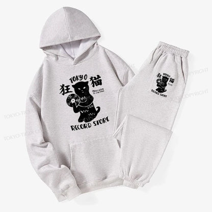 Tokyo-Tiger Tokyo Record Store Cat CD Fleece Lined Hoodie Set