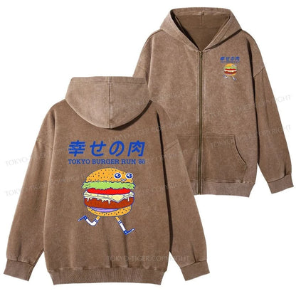 Tokyo-Tiger Tokyo Burger Run Japanese Washed Zip Hoodie