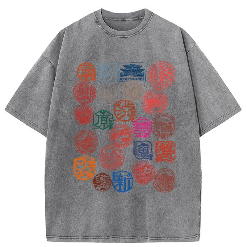Tokyo-Tiger Japanese Seal Collection Washed T-Shirt
