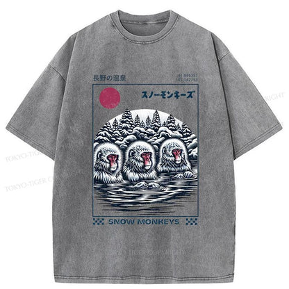 Tokyo-Tiger Snow Monkeys Japanese Washed T-Shirt