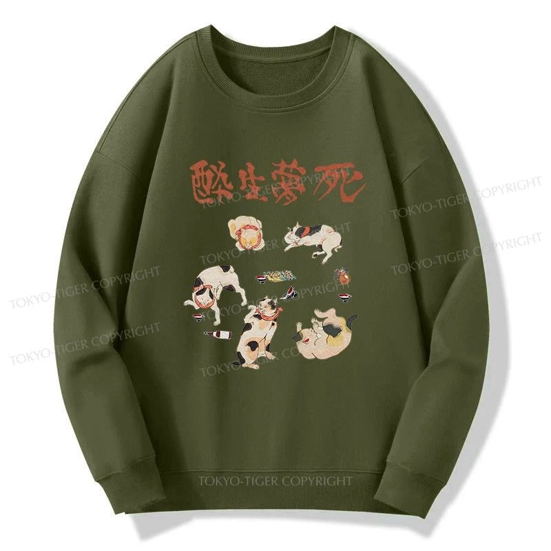 Tokyo-Tiger Drunken Cats Sweatshirt