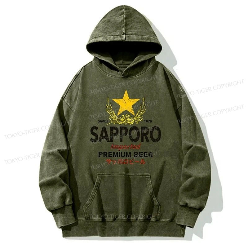 Tokyo-Tiger Sapporo Beer Star Japanese Washed Hoodie