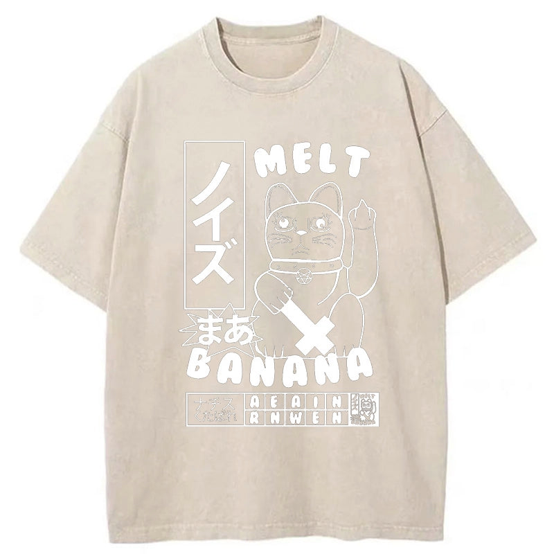 Tokyo-Tiger Melt Banana Cat Washed T-Shirt