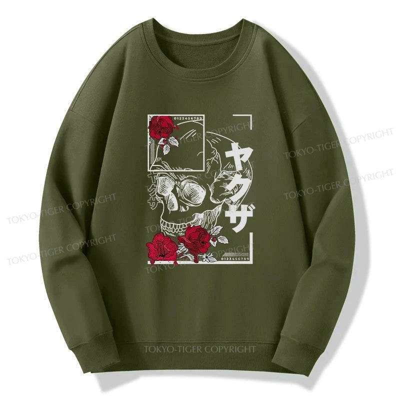 Tokyo-Tiger Skull Roses Japanese Aesthetic Sweatshirt