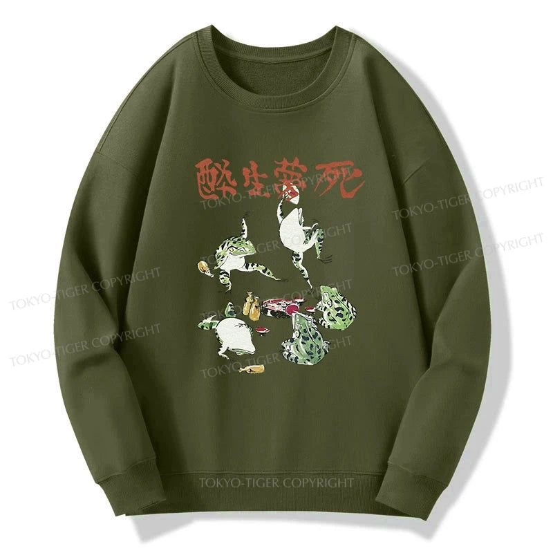 Tokyo-Tiger Japanese Frog Osake Kanji Sweatshirt