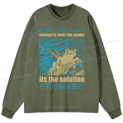 Tokyo-Tiger Violence Is Never The Answer Its The Solution Washed Long Sleeve T-Shirt