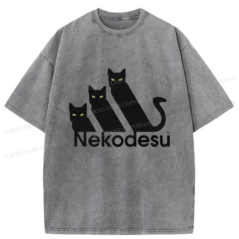 Tokyo-Tiger Nekodesu Japanese Washed T-Shirt