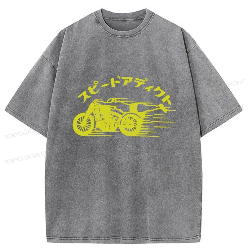 Tokyo-Tiger Speed Adapt Motorcycle Washed T-Shirt