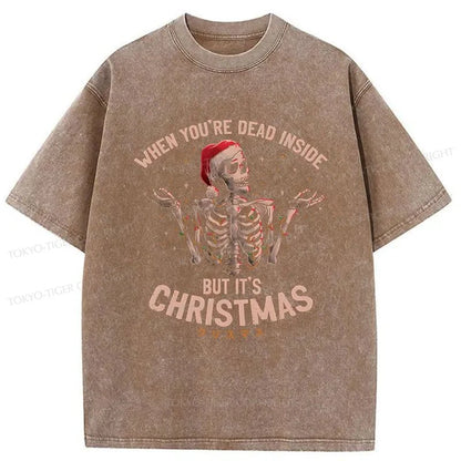 Tokyo-Tiger Skeleton Christmas Washed T-Shirt