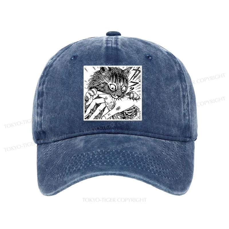 Tokyo-Tiger Creepy Cat Anime Horror Anteater Washed Cap