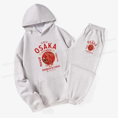 Tokyo-Tiger Drunken Octopus Japan Fleece Lined Hoodie Set