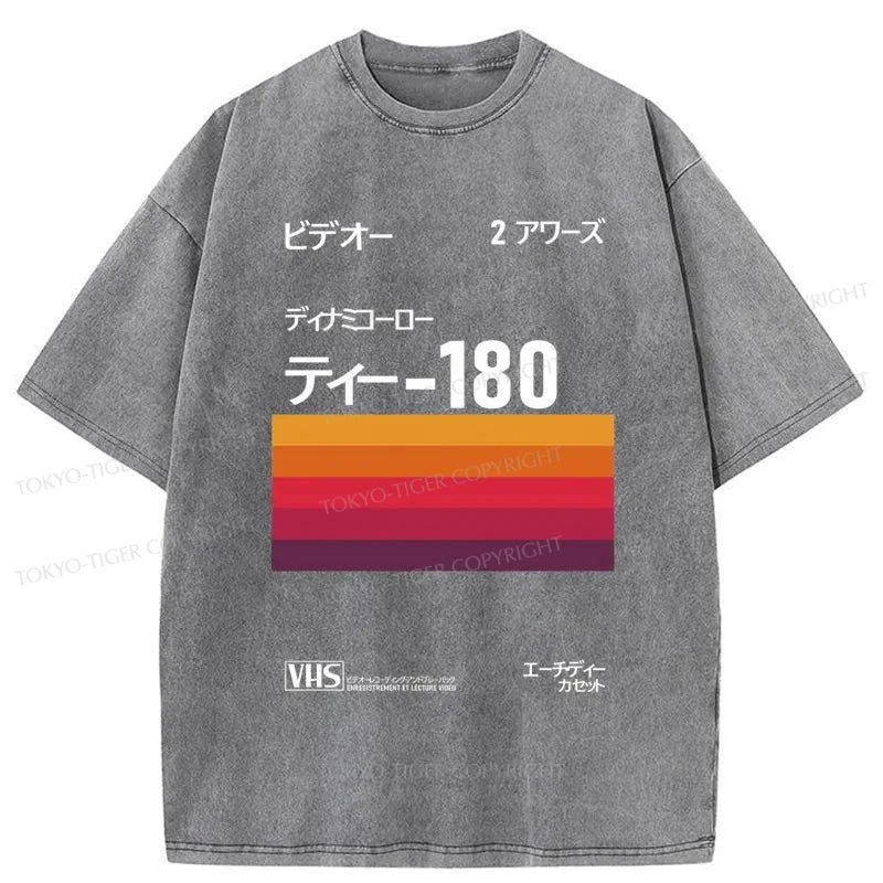 Tokyo-Tiger VHS Inspired Retro 80s Poster Washed T-Shirt