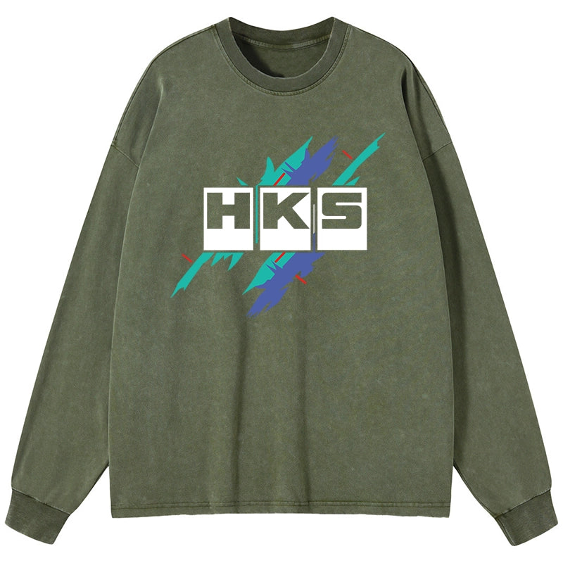 Tokyo-Tiger HKS Drifting Drag JDM Washed Long Sleeve T-Shirt