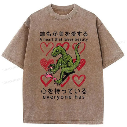 Tokyo-Tiger Dinosaur Nail Polish Japanese Washed T-Shirt