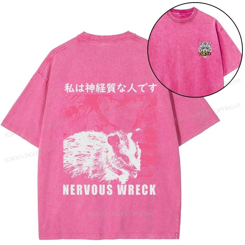 Tokyo-Tiger Nervous Wreck Front Back Washed T-Shirt