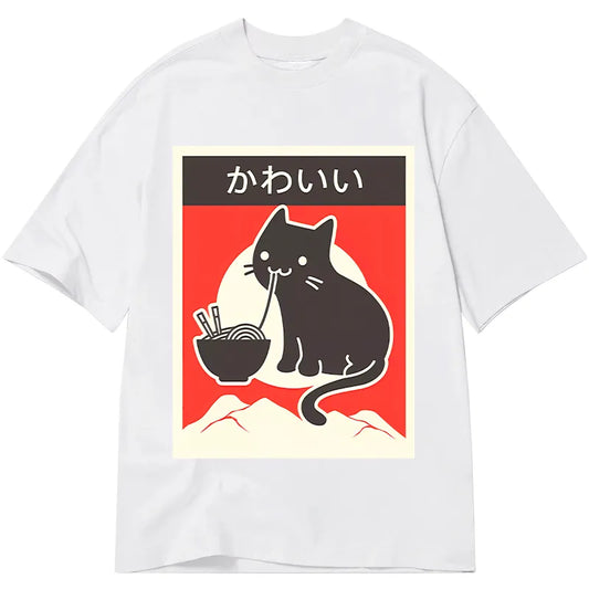 Tokyo-Tiger "Kawaii" Vintage Style Japenese Ramen Cat Classic T-Shirt