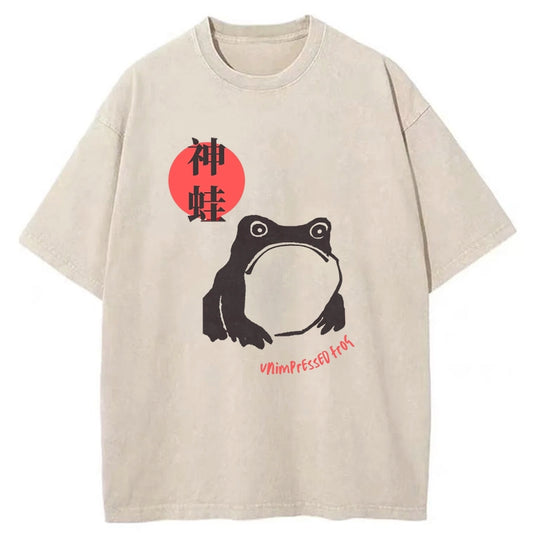 Tokyo-Tiger Unimpressed Frog japanese Art Washed T-Shirt
