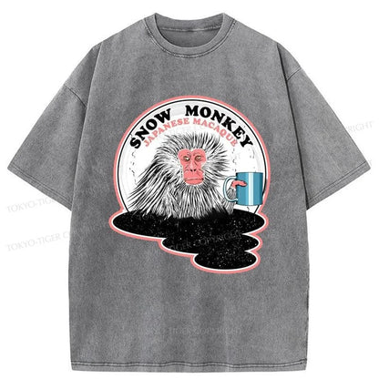 Tokyo-Tiger Macaque Snow Monkey Japanese Washed T-Shirt