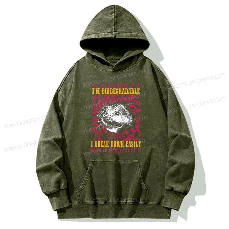 Tokyo-Tiger An Easily Breakable Opossum Washed Hoodie