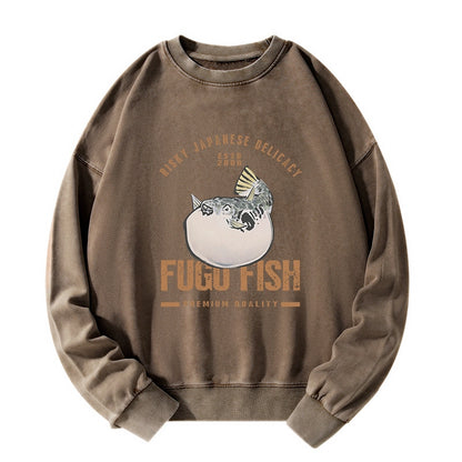 Tokyo-Tiger Fugu Fish Japanese Washed Sweatshirt