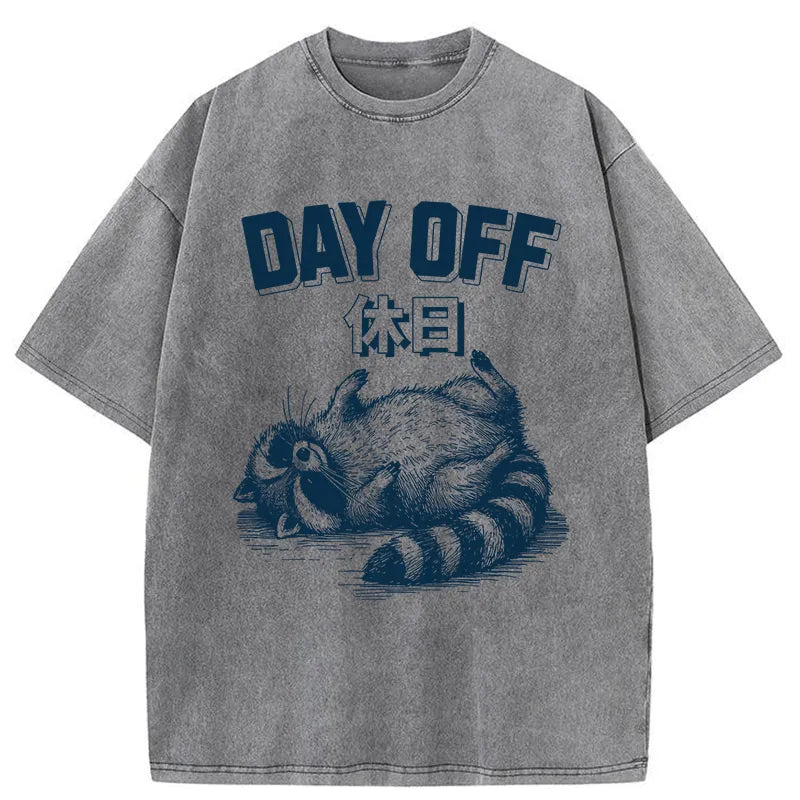 Tokyo-Tiger Tired Excausted Raccoon Washed T-Shirt