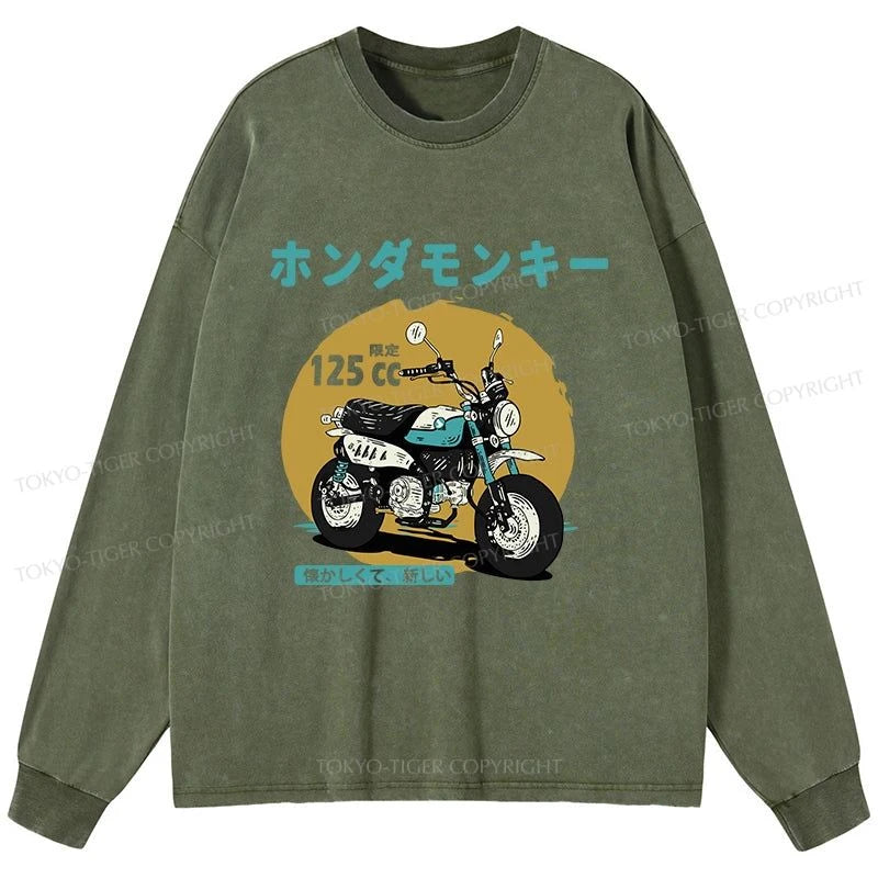 Tokyo-Tiger Honda Motorcycle Japanese Washed Long Sleeve T-Shirt