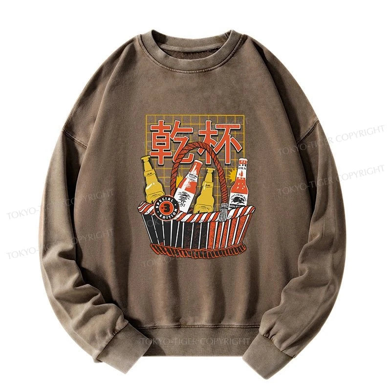 Tokyo-Tiger Have A Beer Together Washed Sweatshirt