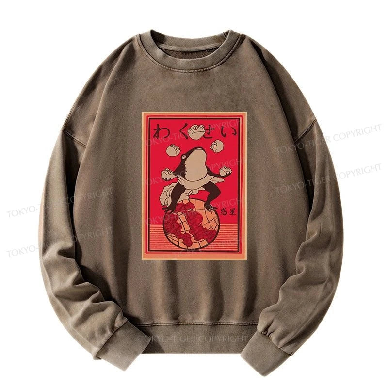 Tokyo-Tiger Wakusei Frog Funny Washed Sweatshirt