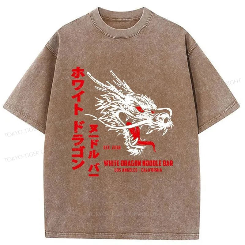 Tokyo-Tiger White Dragon Noodle Japanese Washed T-Shirt