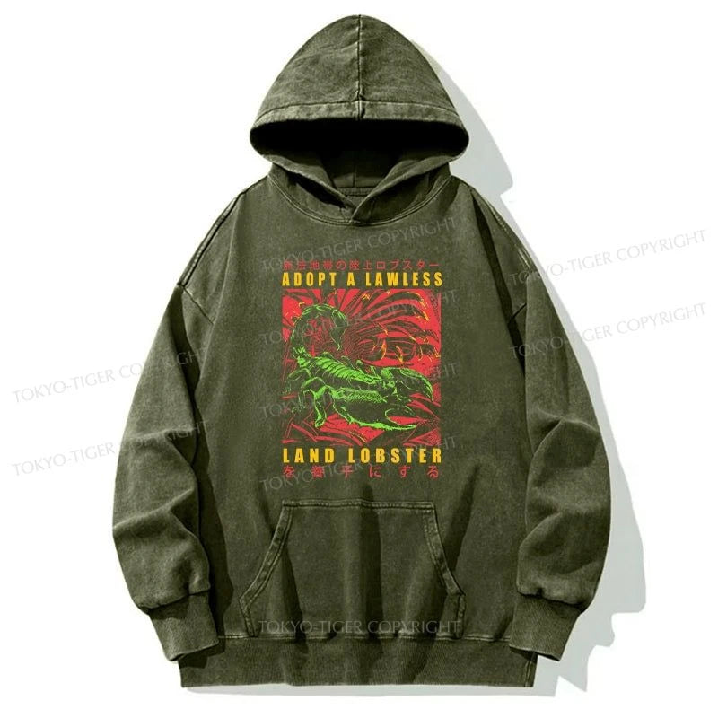 Tokyo-Tiger Adopting A Land Lobster Japanese Washed Hoodie