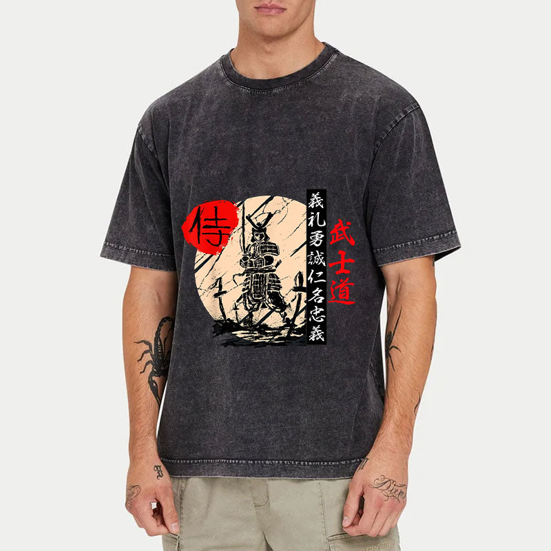 Tokyo-Tiger Japanese Samurai Bushido Washed T-Shirt