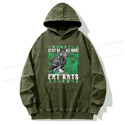 Tokyo-Tiger Owls Prey On Rats At Night Washed Hoodie