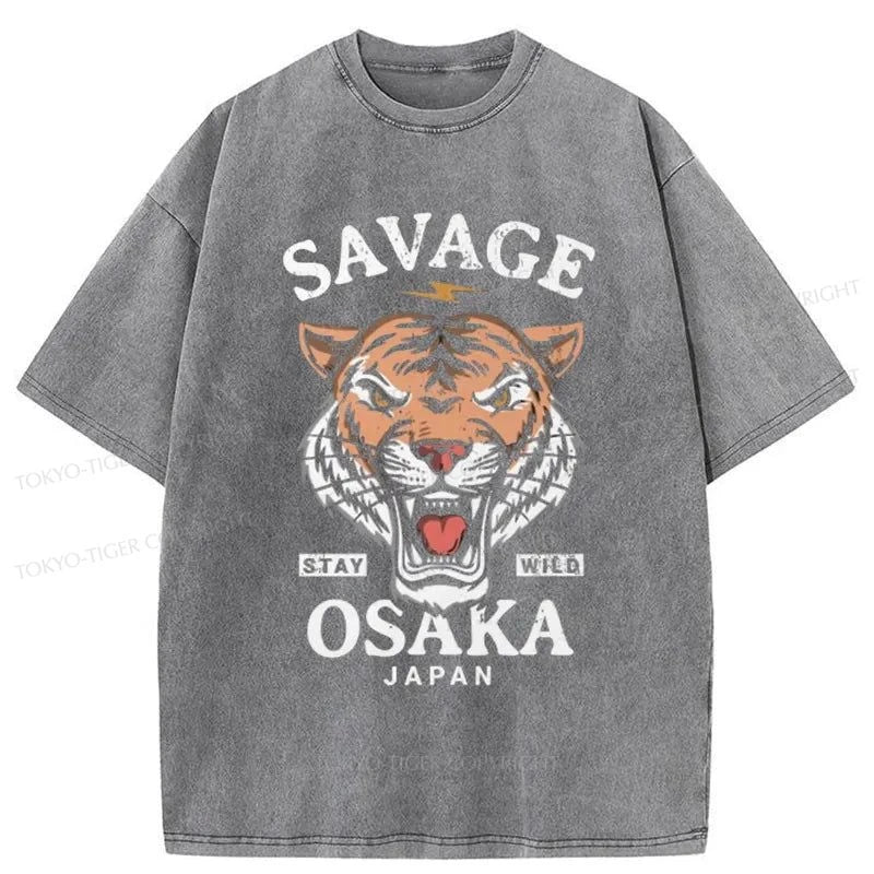 Tokyo-Tiger Savage Osaka Japan Washed T-Shirt