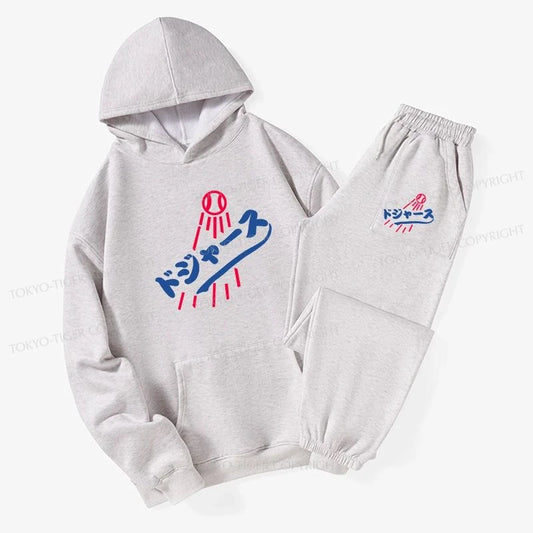 Tokyo-Tiger LA Dodgers Japanese Logo Fleece Lined Hoodie Set