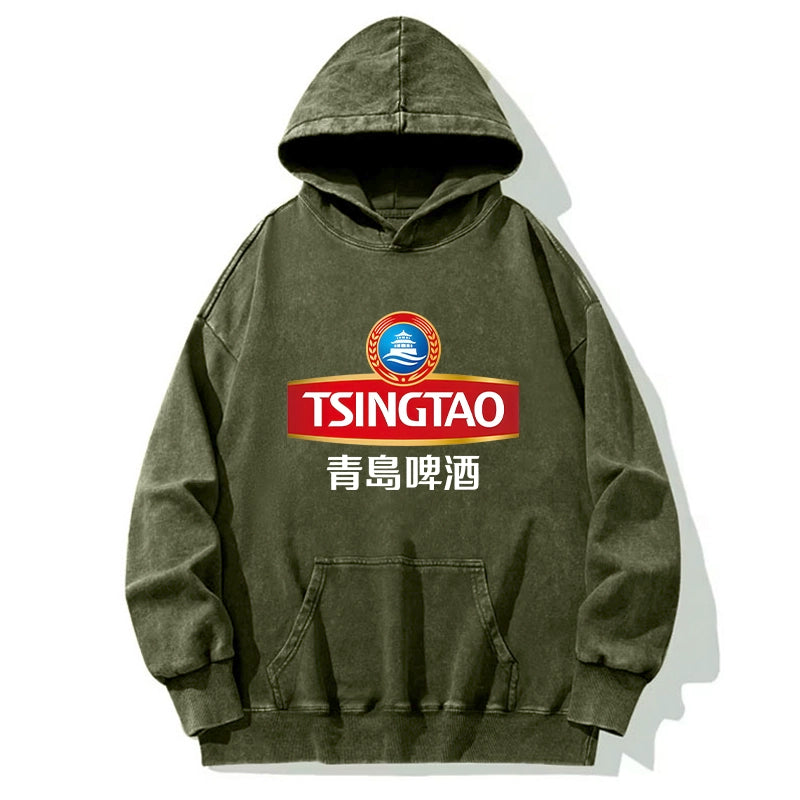 Tokyo-Tiger Qingdao Beer Logo Washed Hoodie