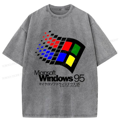 Tokyo-Tiger Windows 95 Logo Washed T-Shirt