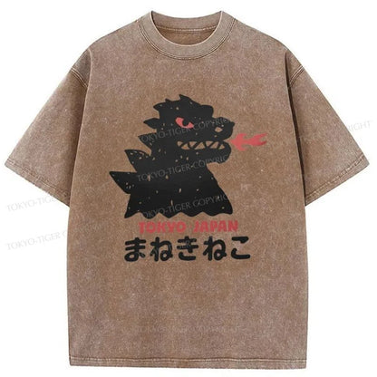 Tokyo-Tiger Japanese Fortune Cat Washed T-Shirt