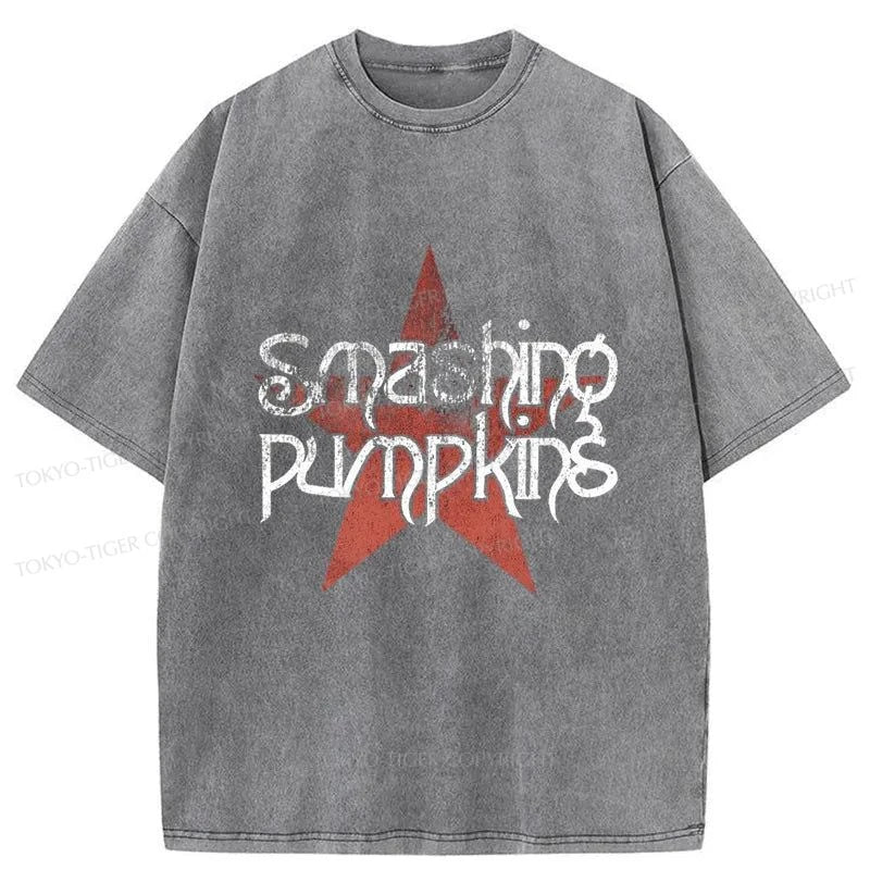 Tokyo-Tiger Smashing Pumpkins Logo Washed T-Shirt