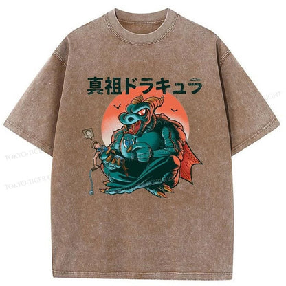 Tokyo-Tiger Dracula Monster Form Washed T-Shirt