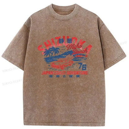 Tokyo-Tiger Shizuoka Beach Japan Washed T-Shirt