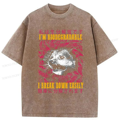 Tokyo-Tiger An Easily Breakable Opossum Washed T-Shirt