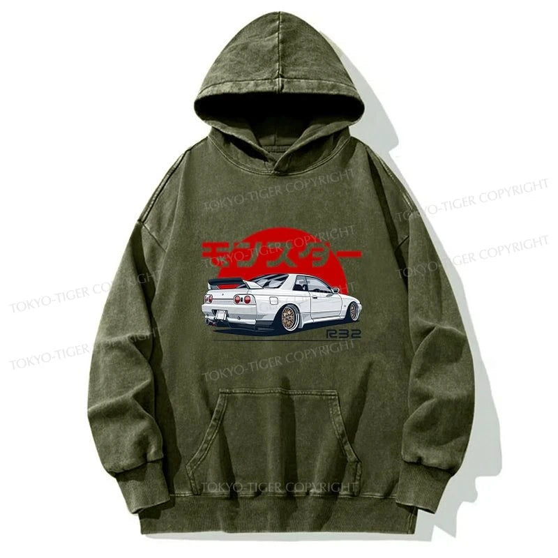 Tokyo-Tiger Monster. Skyline R32 GTR Washed Hoodie