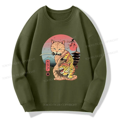 Tokyo-Tiger Katana Cat Tattoo Sweatshirt