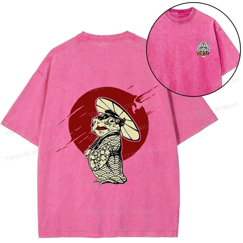 Tokyo-Tiger Frog Monster Front Back Washed T-Shirt