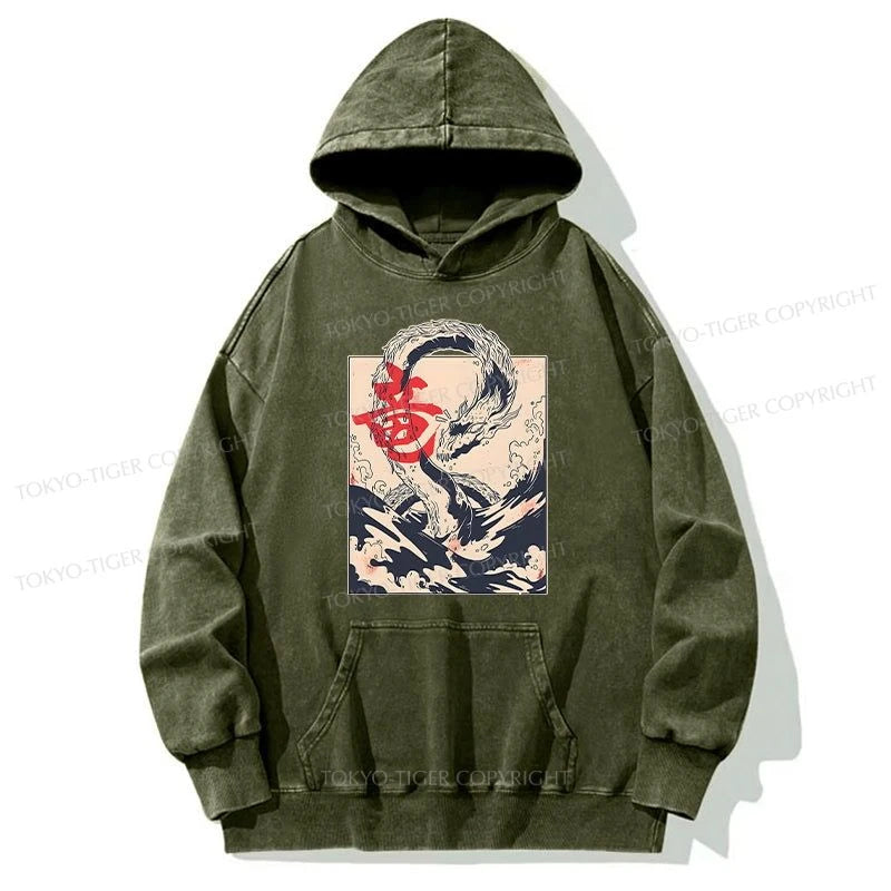 Tokyo-Tiger Sea Dragon Japanese Washed Hoodie