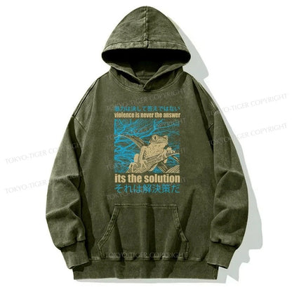 Tokyo-Tiger Violence Is Never The Answer Its The Solution Washed Hoodie