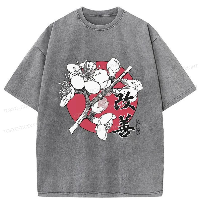 Tokyo-Tiger Sakura Japanese Cherry Washed T-Shirt