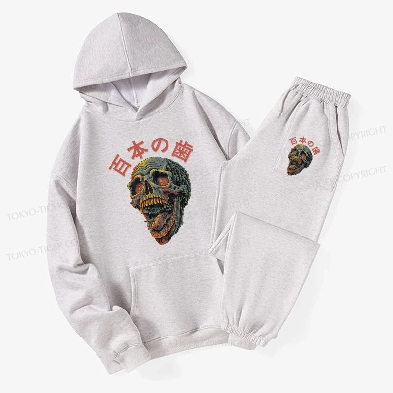 Tokyo-Tiger Terrifying And Disgusting Skull Fleece Lined Hoodie Set