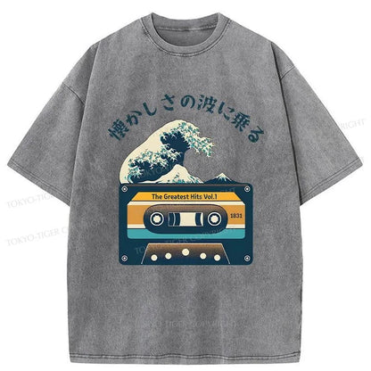 Tokyo-Tiger Tape And Waves Japanese Washed T-Shirt