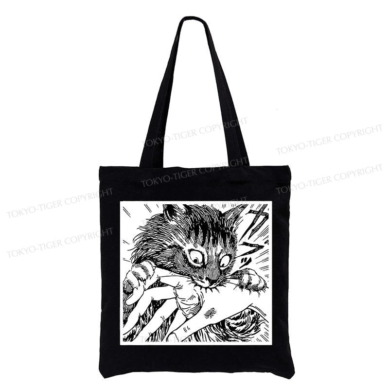 Tokyo-Tiger Creepy Cat Anime Horror Anteater Tote Bag